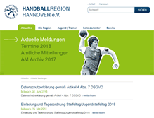 Tablet Screenshot of handballregion-hannover.de